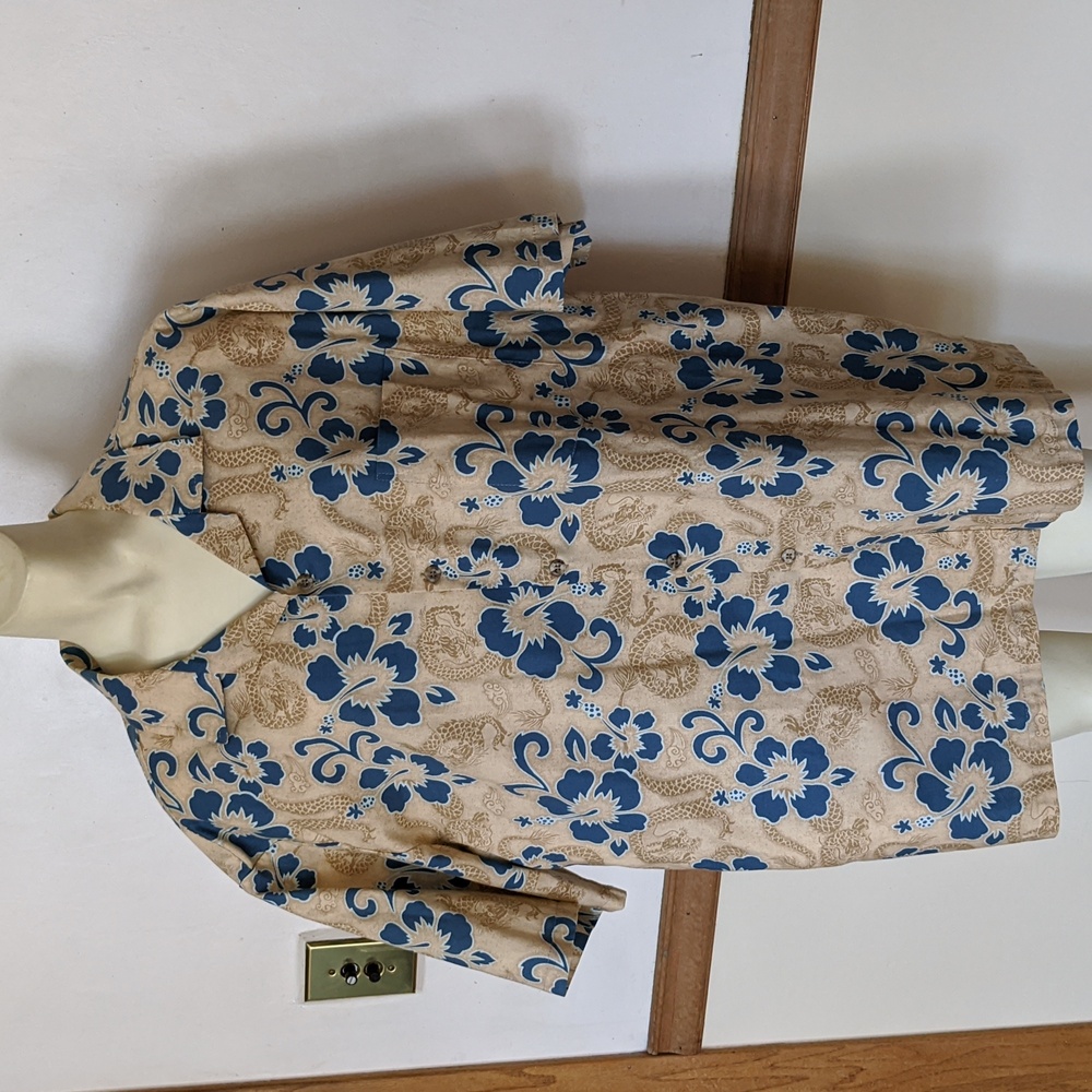 Vintage Hawaiian Shirt 2XL flowers and dragons